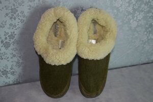 Daniel Green Women's Moss-Colored Faux Fur-Lined Mule Slippers SZ 11M